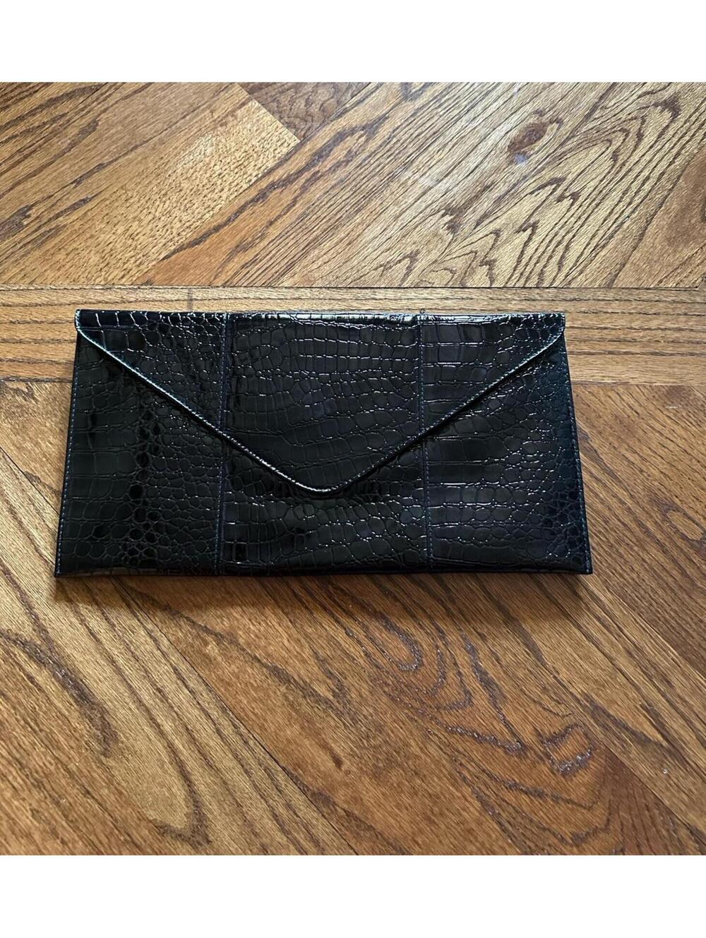 Rachel Zoe Black Croc Clutch